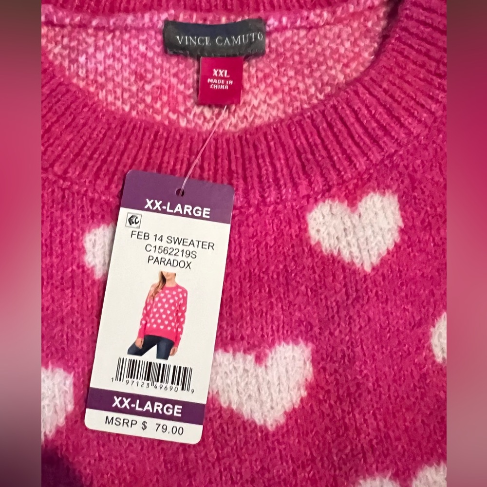 Vince Camuto Pink Heart Sweater